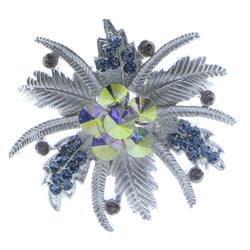 Feather Spray Brooch-Pin With Crystal Accents  Purple Color #LQP928
