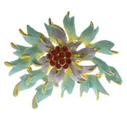 Gold-Tone & Multi Colored Metal Brooch-Pin With Crystal Accents #LQP929