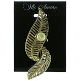 Leaf Brooch Pin With Bead Accents Gold & Silver Colored #LQP92