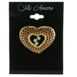 Heart Brooch-Pin With Crystal Accents Gold-Tone & Red Colored #LQP937