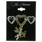 Angel Hearts Brooch Pin With Crystal Accents Silver & Gold Colored #LQP93