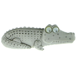 Crocodile Brooch-Pin Silver-Tone Color  #LQP950