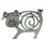 Pig Brooch-Pin Silver-Tone Color  #LQP969