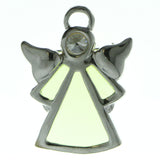 Angel Brooch-Pin With Crystal Accents Silver-Tone & Green Colored #LQP970