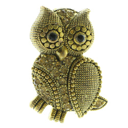 Owl Brooch-Pin With Crystal Accents  Gold-Tone Color #LQP975