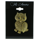 Owl Brooch-Pin With Crystal Accents  Gold-Tone Color #LQP975