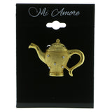 Tea Pot Brooch-Pin With Crystal Accents  Gold-Tone Color #LQP976