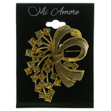 Gold & Yellow Colored Metal Brooch Pin With Crystal Accents #LQP98