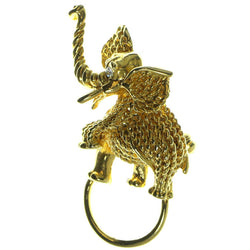 Elephants Brooch Pin With Crystal Accents  Gold Color #LQP99