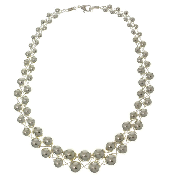 Silver-Tone Acrylic Beaded-Layered-Necklace #3281
