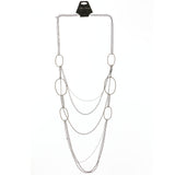 Adjustable Length Layered-Necklace Silver-Tone & Black Colored #3273