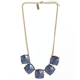 Adjustable Length Statement-Necklace With Faceted Accents Blue & Gold-Tone Colored #3272