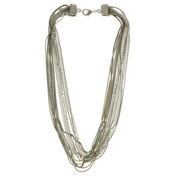 Silver-Tone Metal Layered-Necklace #3279