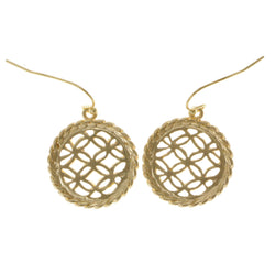 Gold-Tone Drop Dangle Earrings With Filigree Design LTDE1