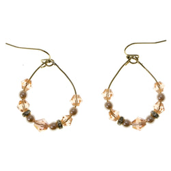 Gold-Tone Drop Dangle Earrings With Beaded Accents LTDE4
