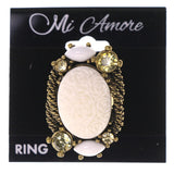 Mi Amore Rose Adjustable-Ring Gold-Tone/White Size: Adjustable