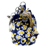 Beachy Flower Hula Bag With Jingle Bell Split-Ring-Keychain Blue/Yellow