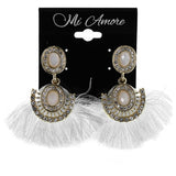 Faceted Drop-Dangle-Earrings With Crystal Accents Gold-Tone & White Colored #MQE016
