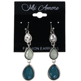 Faceted Dangle-Earrings With Crystal Accents Blue & Silver-Tone Colored #MQE019