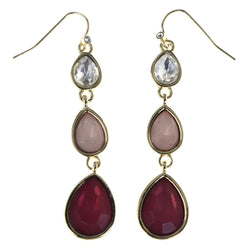 Faceted Dangle-Earrings With Crystal Accents Pink & Gold-Tone Colored #MQE020