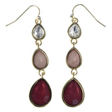 Faceted Dangle-Earrings With Crystal Accents Pink & Gold-Tone Colored #MQE020