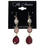 Faceted Dangle-Earrings With Crystal Accents Pink & Gold-Tone Colored #MQE020