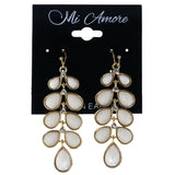 Faceted Teardrop Dangle-Earrings With Crystal Accents White & Gold-Tone Colored #MQE022