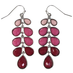 Faceted Teardrop Ombre Dangle-Earrings With Crystal Accents Pink & Silver-Tone Colored #MQE024