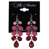 Faceted Teardrop Ombre Dangle-Earrings With Crystal Accents Pink & Silver-Tone Colored #MQE024