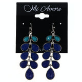 Faceted Teardrop Ombre Dangle-Earrings With Crystal Accents Blue & Silver-Tone Colored #MQE025