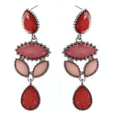 Faceted Teardrop Drop-Dangle-Earrings With Bead Accents Pink & Silver-Tone Colored #MQE032