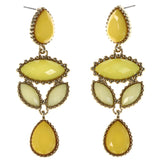 Faceted Teardrop Drop-Dangle-Earrings With Bead Accents Yellow & Gold-Tone Colored #MQE034