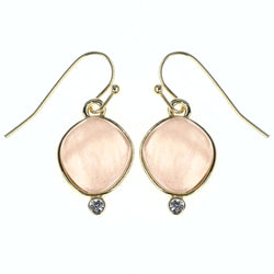 Faceted Dangle-Earrings With Bead Accents Pink & Gold-Tone Colored #MQE037