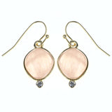 Faceted Dangle-Earrings With Bead Accents Pink & Gold-Tone Colored #MQE037