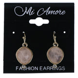 Faceted Dangle-Earrings With Bead Accents Pink & Gold-Tone Colored #MQE037