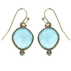 Faceted Dangle-Earrings With Bead Accents Blue & Gold-Tone Colored #MQE038