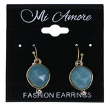 Faceted Dangle-Earrings With Bead Accents Blue & Gold-Tone Colored #MQE038