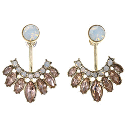 AB Finish Dangle-Earrings With Crystal Accents Gold-Tone & Pink Colored #MQE039
