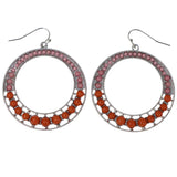 Pink & Orange Colored Metal Dangle-Earrings With Bead Accents #MQE045