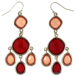 Faceted Dangle-Earrings With Bead Accents Pink & Red Colored #MQE04
