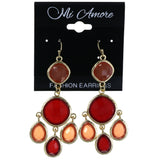 Faceted Dangle-Earrings With Bead Accents Pink & Red Colored #MQE04