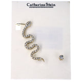 Snake Ear Cuff Stud-Earrings With Crystal Accents Gold-Tone & Silver-Tone Colored #MQE051