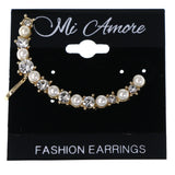 Gold-Tone & White Colored Metal Ear-Cuff With Crystal Accents #MQE056