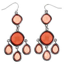 Faceted Dangle-Earrings With Bead Accents Pink & Red Colored #MQE05