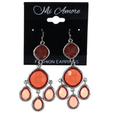 Faceted Dangle-Earrings With Bead Accents Pink & Red Colored #MQE05