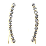 Gold-Tone & Silver-Tone Colored Metal Dangle-Earrings With Crystal Accents #MQE067