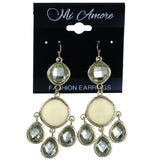 Faceted Dangle-Earrings With Bead Accents White & Yellow Colored #MQE06