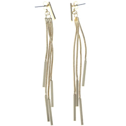 Gold-Tone Metal Dangle-Earrings With tassel Accents #MQE070