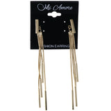 Gold-Tone Metal Dangle-Earrings With tassel Accents #MQE070