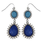 Faceted Dangle-Earrings With Bead Accents Blue & Silver-Tone Colored #MQE071